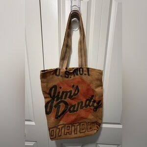 Vintage Burlap Tan Shoulder Bag